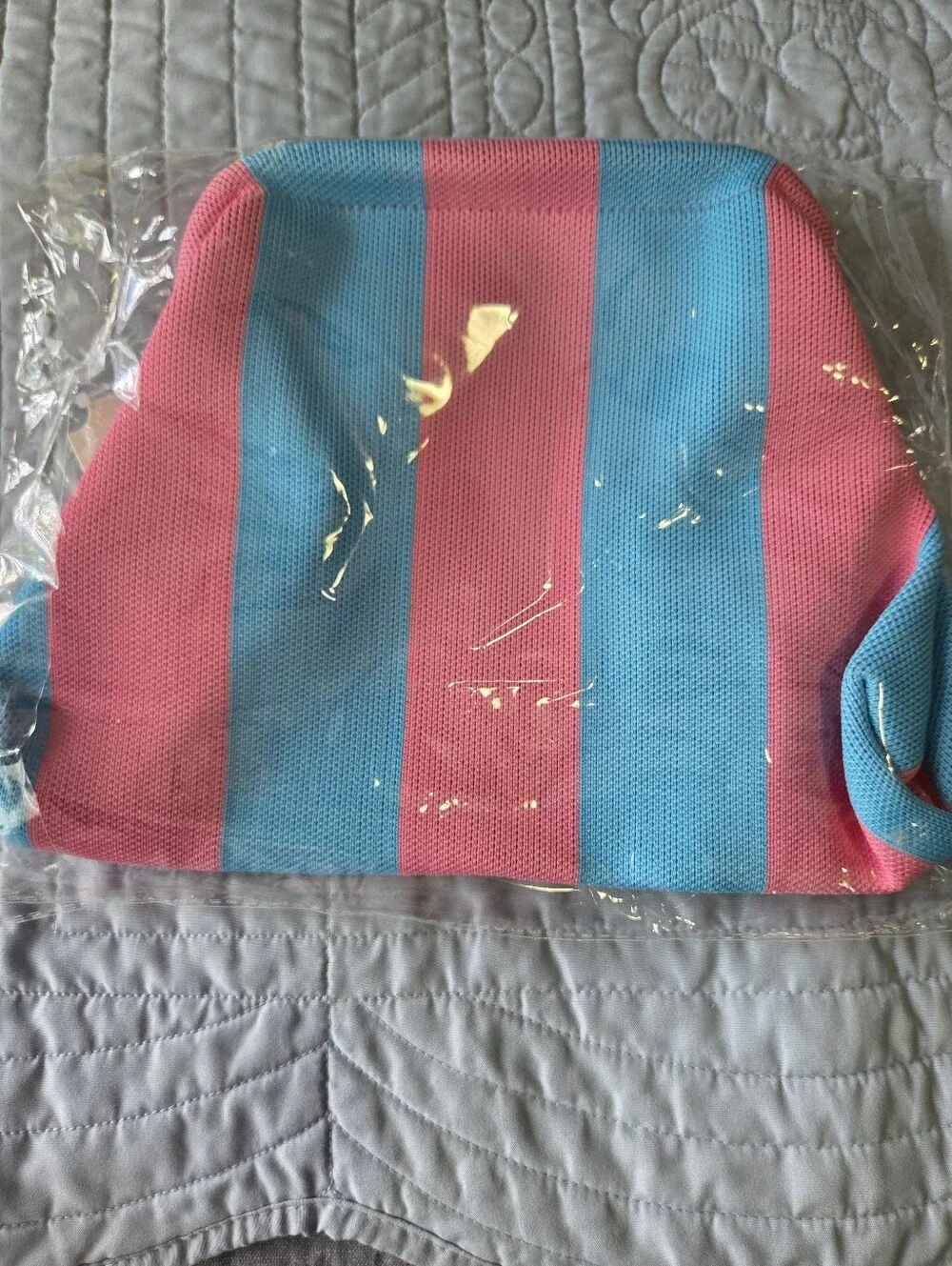 Striped Pink & Blue Cosmetic Pouch - Sticky Bestie Accessories
